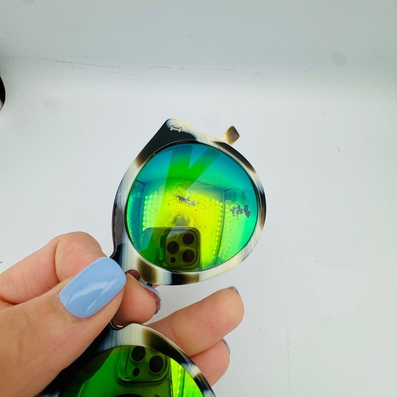 Illesteva Toohey Sunglasses Black Green Mirror 49mm Metal Frame Hand Made Italy main image 6